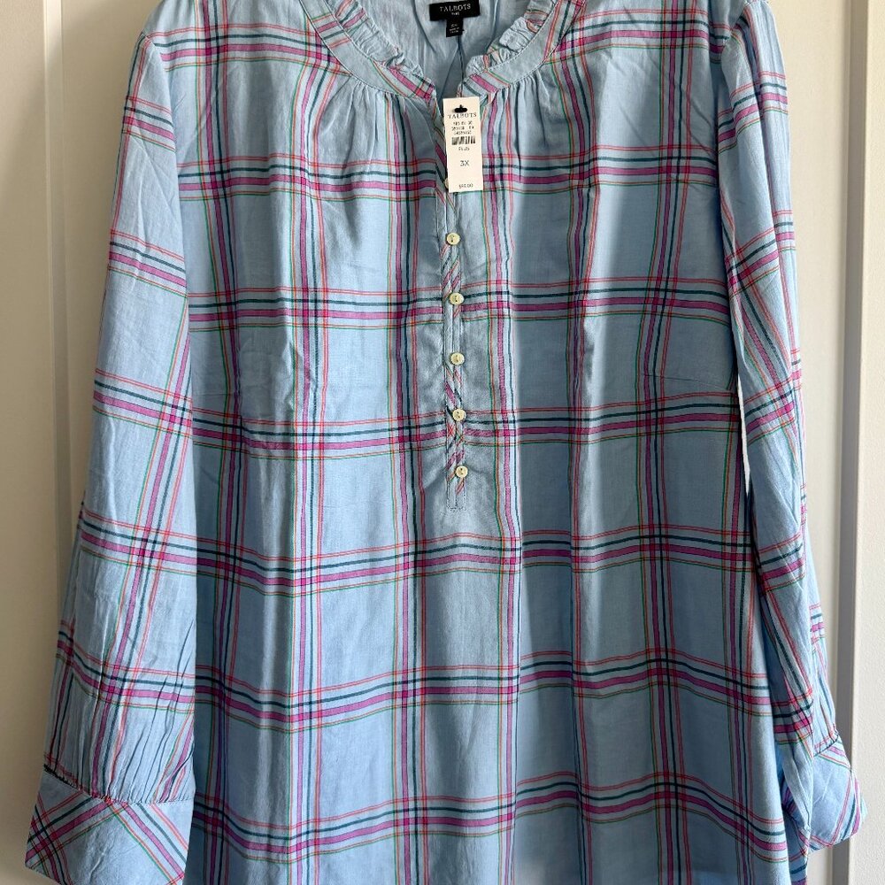 Talbots Blue Plaid Blouse